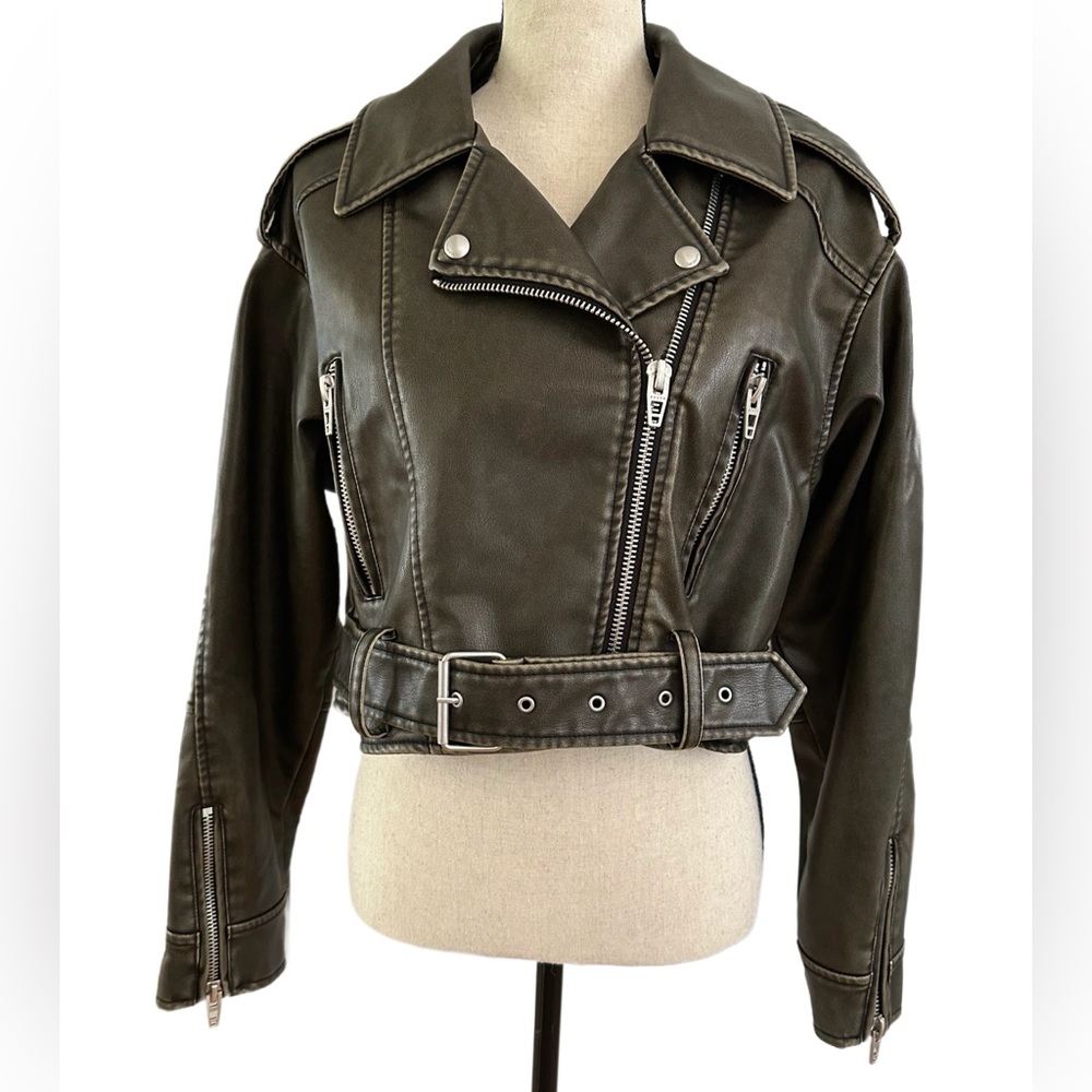 Blank NYC Dark Brown Leather Moto Jacket